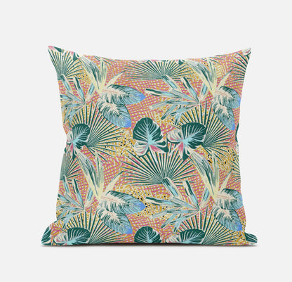 Blue Peach Tropical Suede Pillow