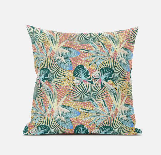 Blue Peach Tropical Suede Pillow