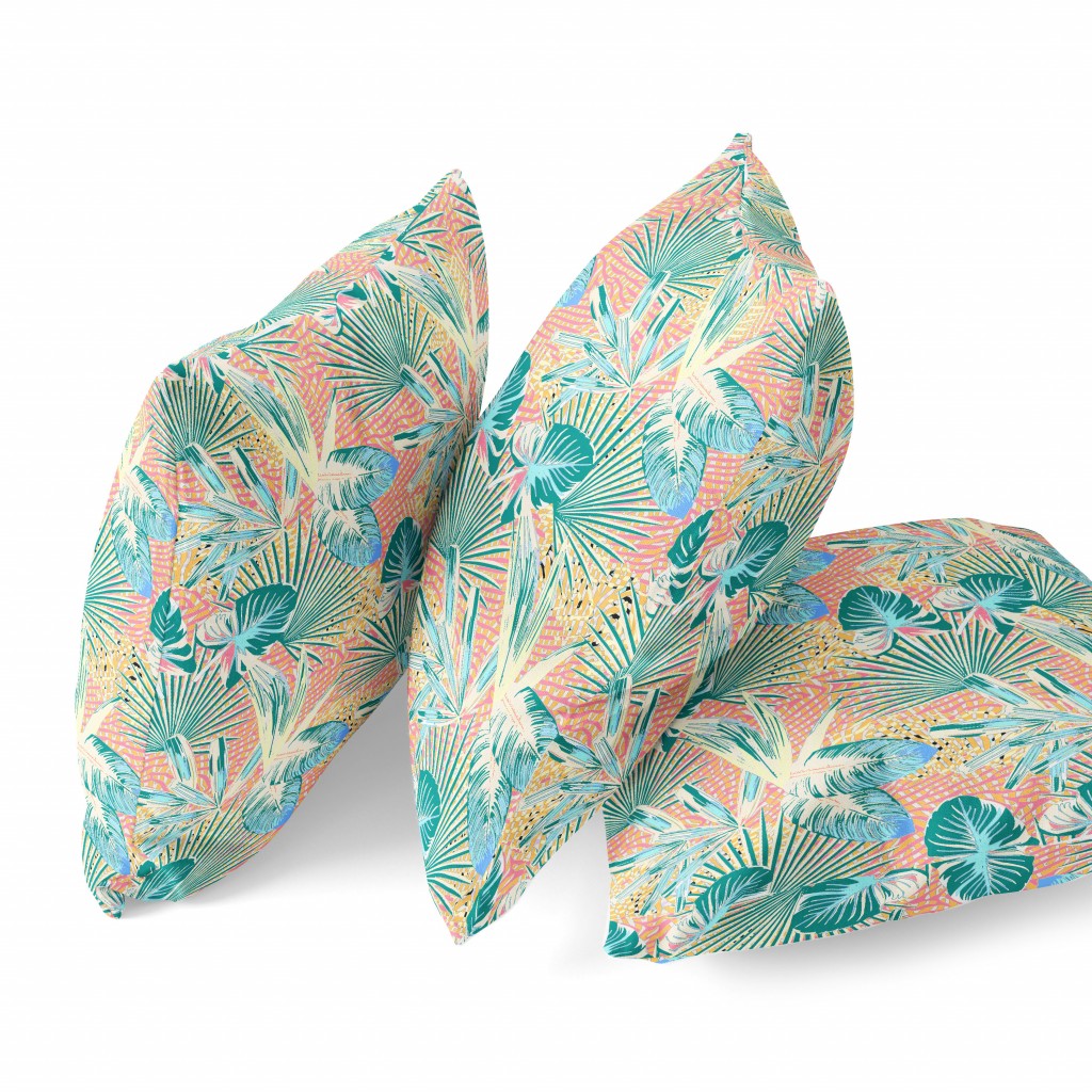 Blue Peach Tropical Suede Pillow