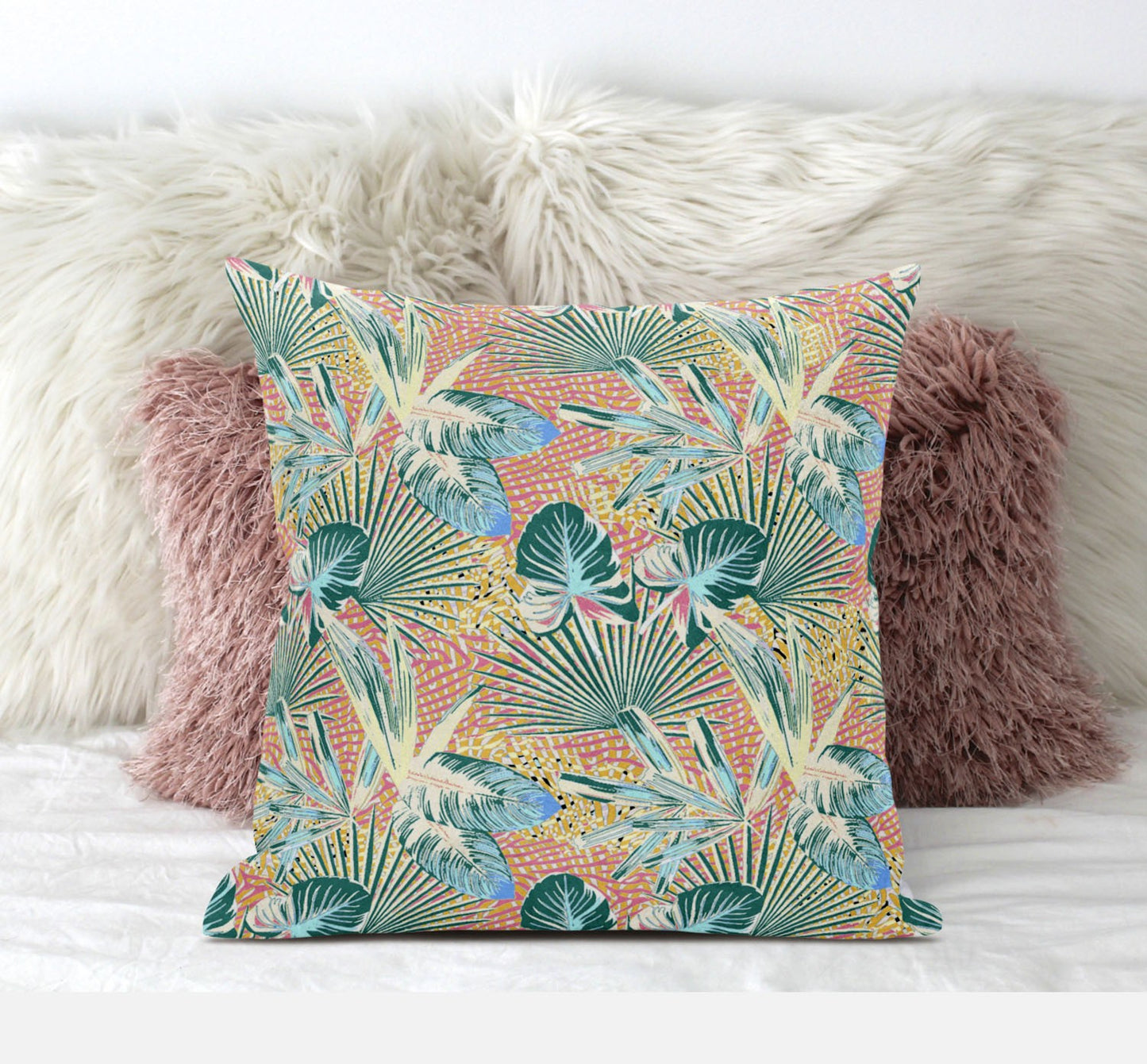 Blue Peach Tropical Suede Pillow