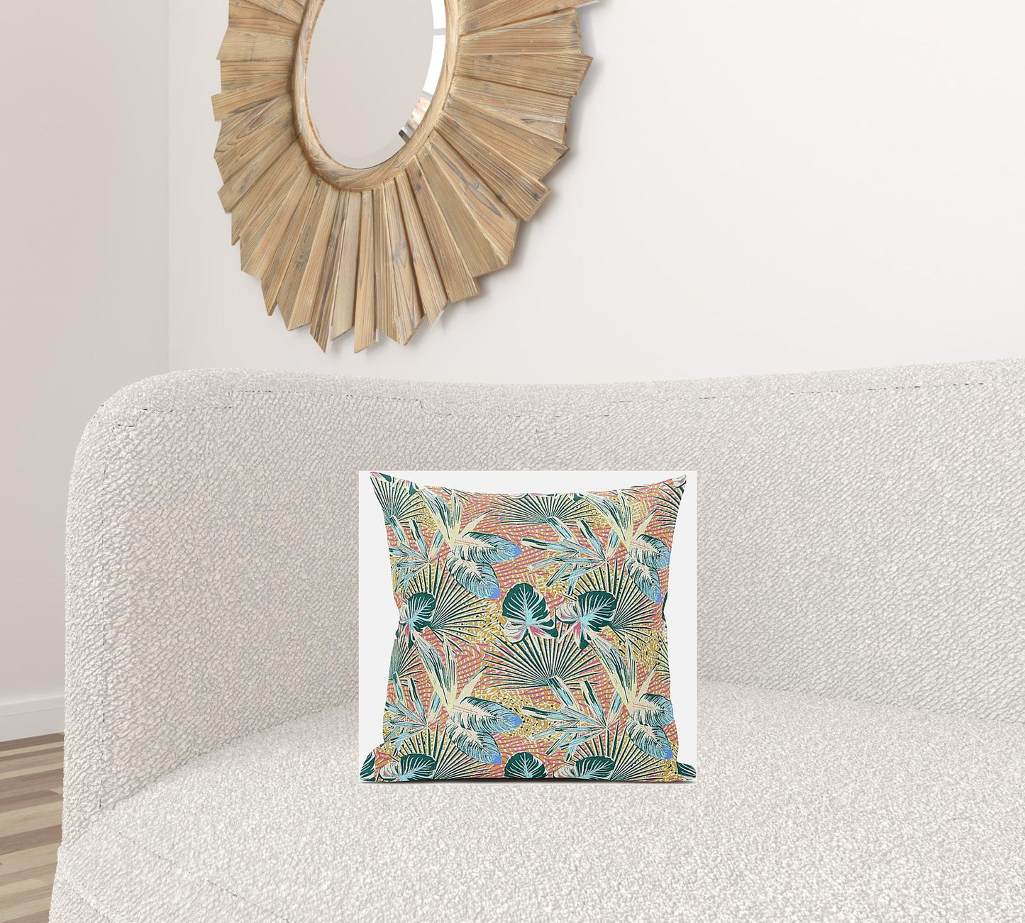 Blue Peach Tropical Suede Pillow