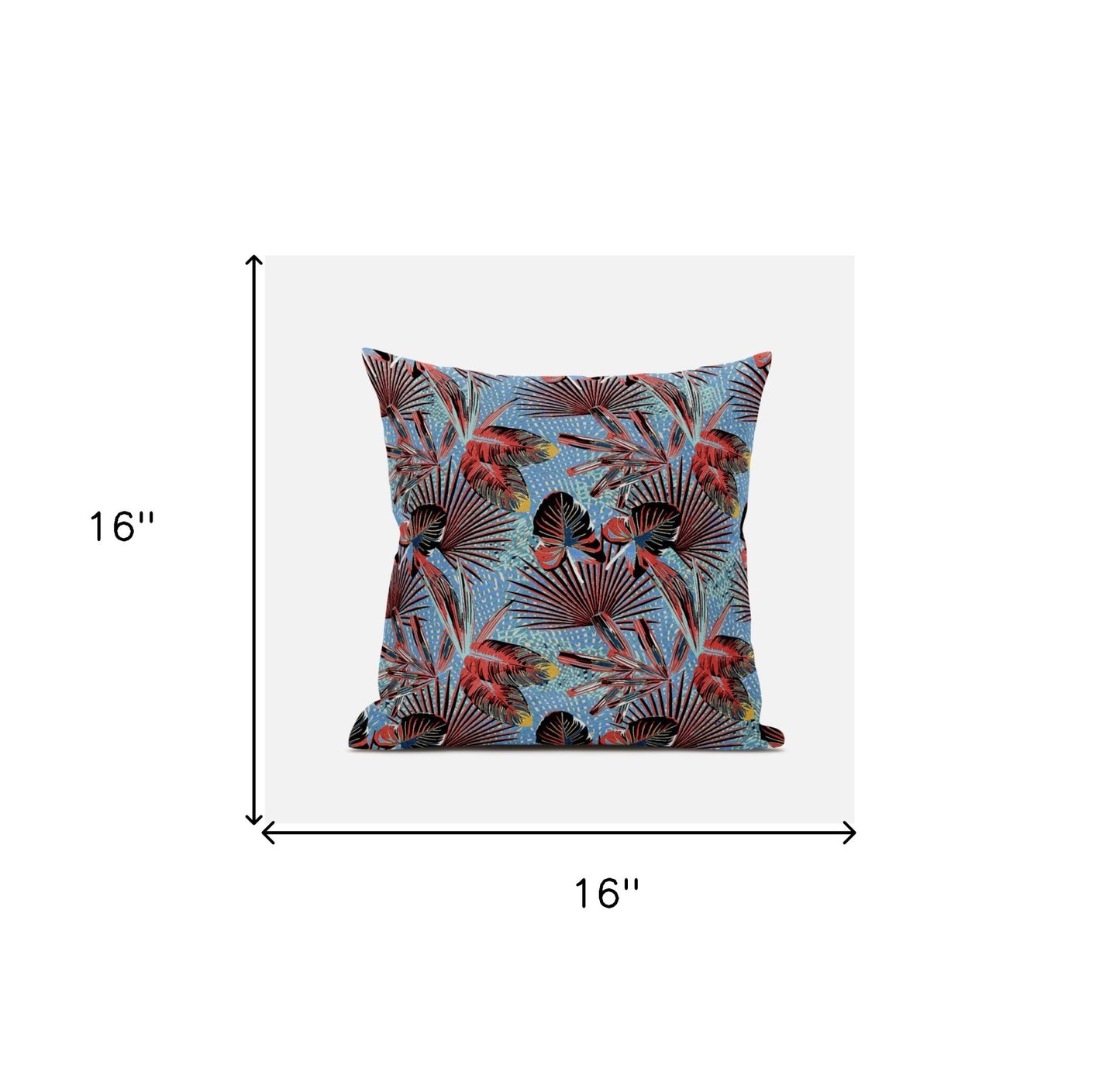 Coral Blue Tropical Suede Pillow