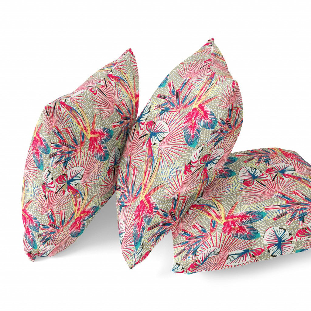 Red Gold Tropical Suede Pillow