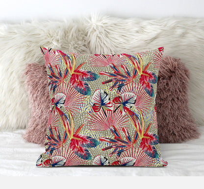 Red Gold Tropical Suede Pillow