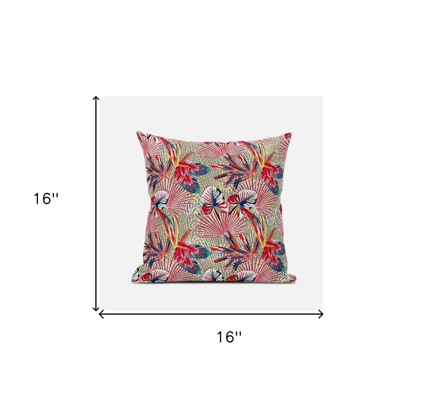 Red Gold Tropical Suede Pillow