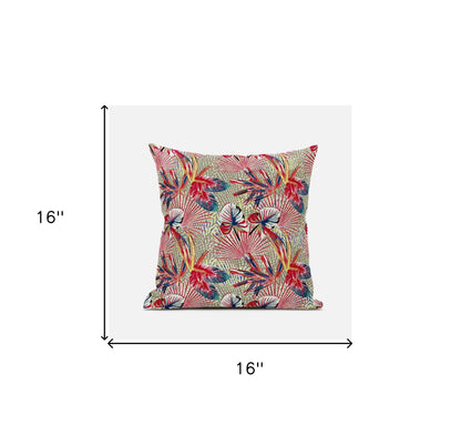 Red Gold Tropical Suede Pillow