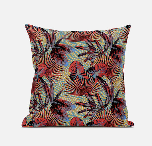 Red Yellow Tropical Suede Pillow