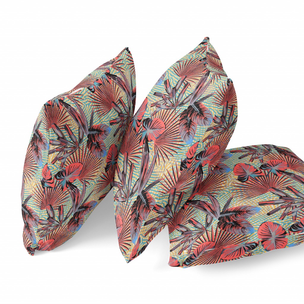 Red Yellow Tropical Suede Pillow