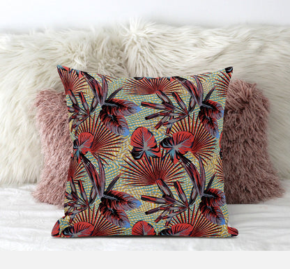 Red Yellow Tropical Suede Pillow