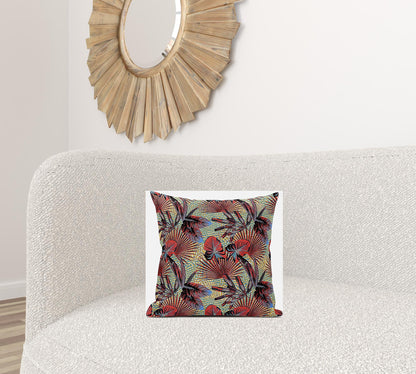 Red Yellow Tropical Suede Pillow