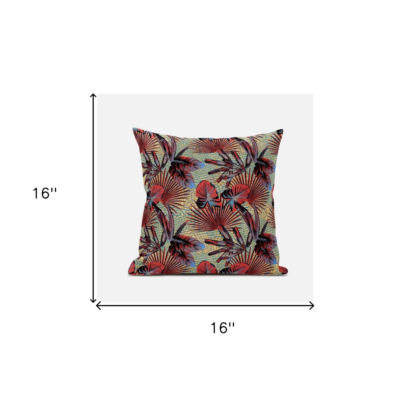 Red Yellow Tropical Suede Pillow