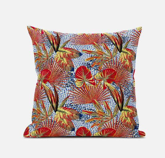 Crimson Yellow Tropical Suede Pillow