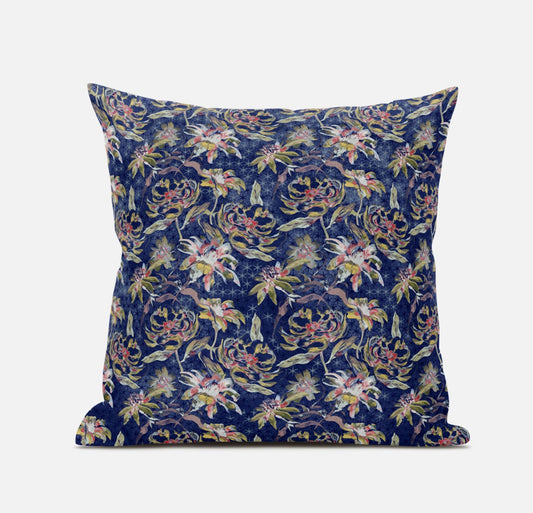 Blue Yellow Roses Suede Pillow