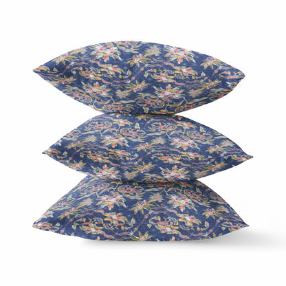Blue Yellow Roses Suede Pillow