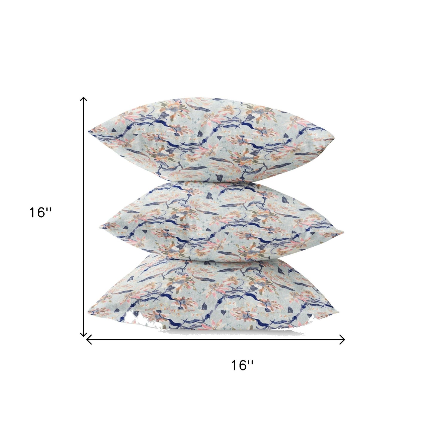 Light Blue Indigo Roses Suede Pillow
