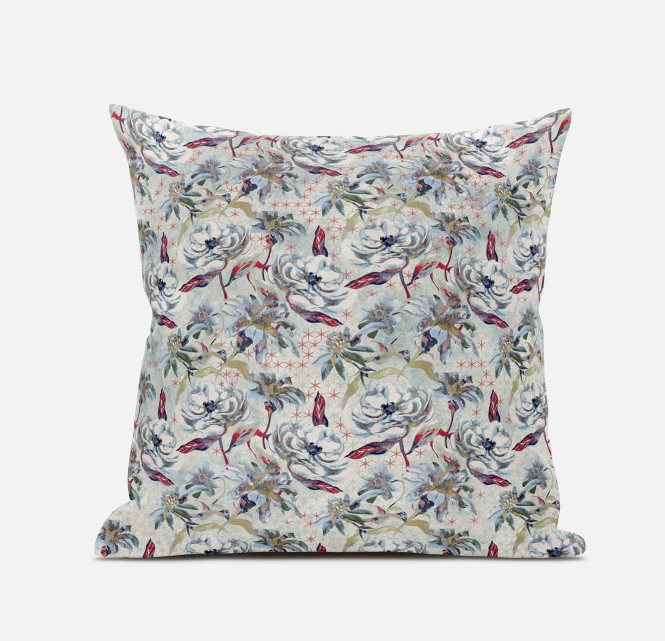 Light Green Gray Roses Suede Pillow