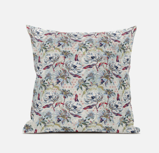 Light Green Gray Roses Suede Pillow