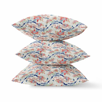 Red Indigo Roses Suede Pillow