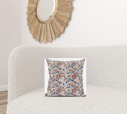 Red Indigo Roses Suede Pillow