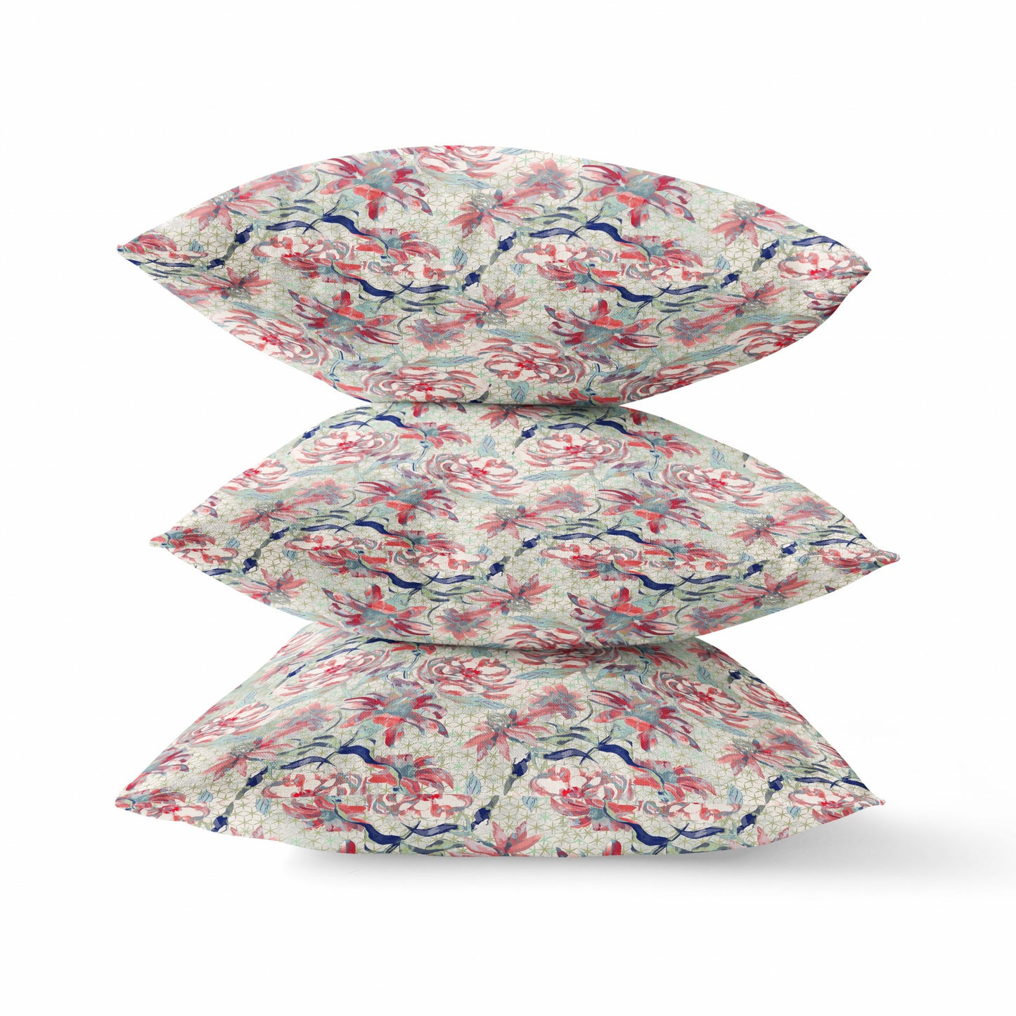 Red Pale Green Roses Suede Pillow