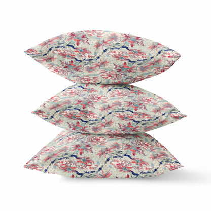 Red Pale Green Roses Suede Pillow
