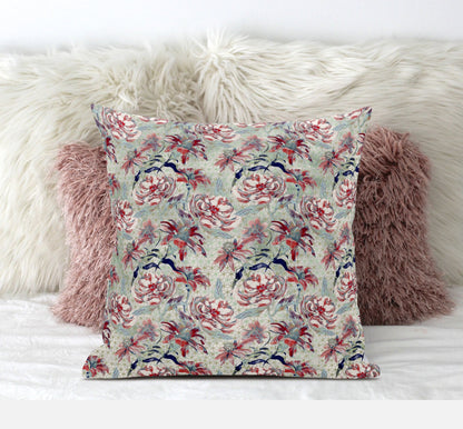 Red Pale Green Roses Suede Pillow