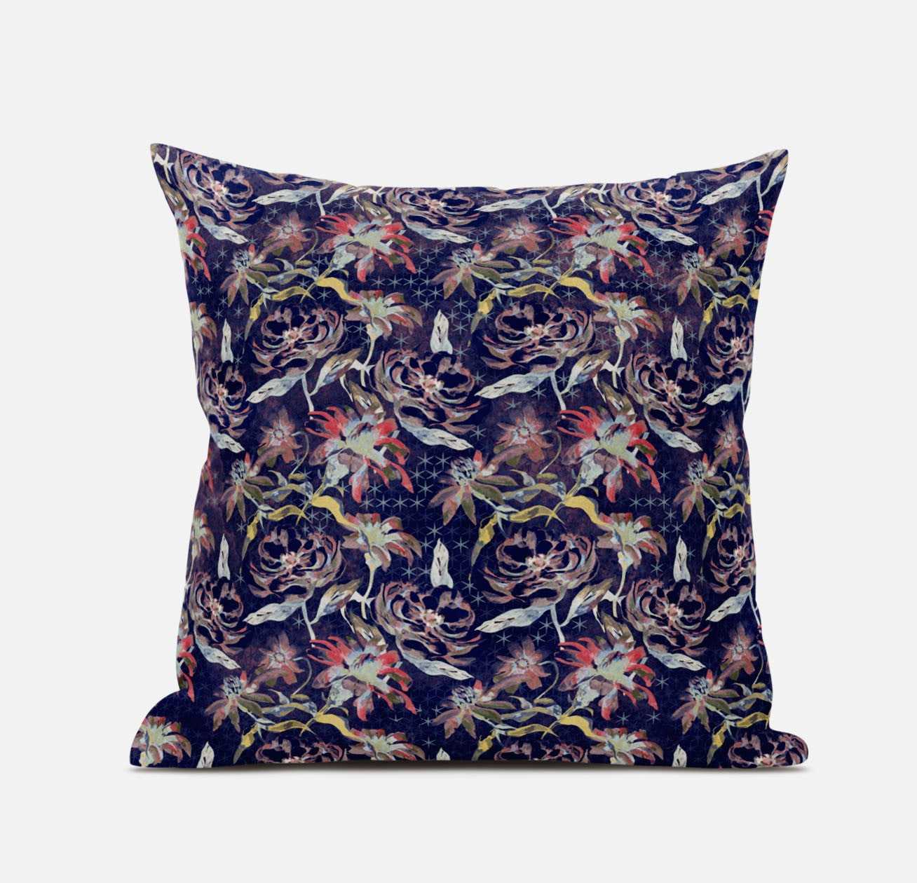 Midnight Blue Roses Suede Pillow