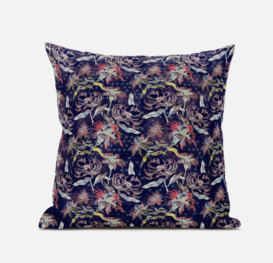 Midnight Blue Roses Suede Pillow