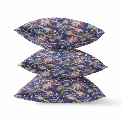 Midnight Blue Roses Suede Pillow
