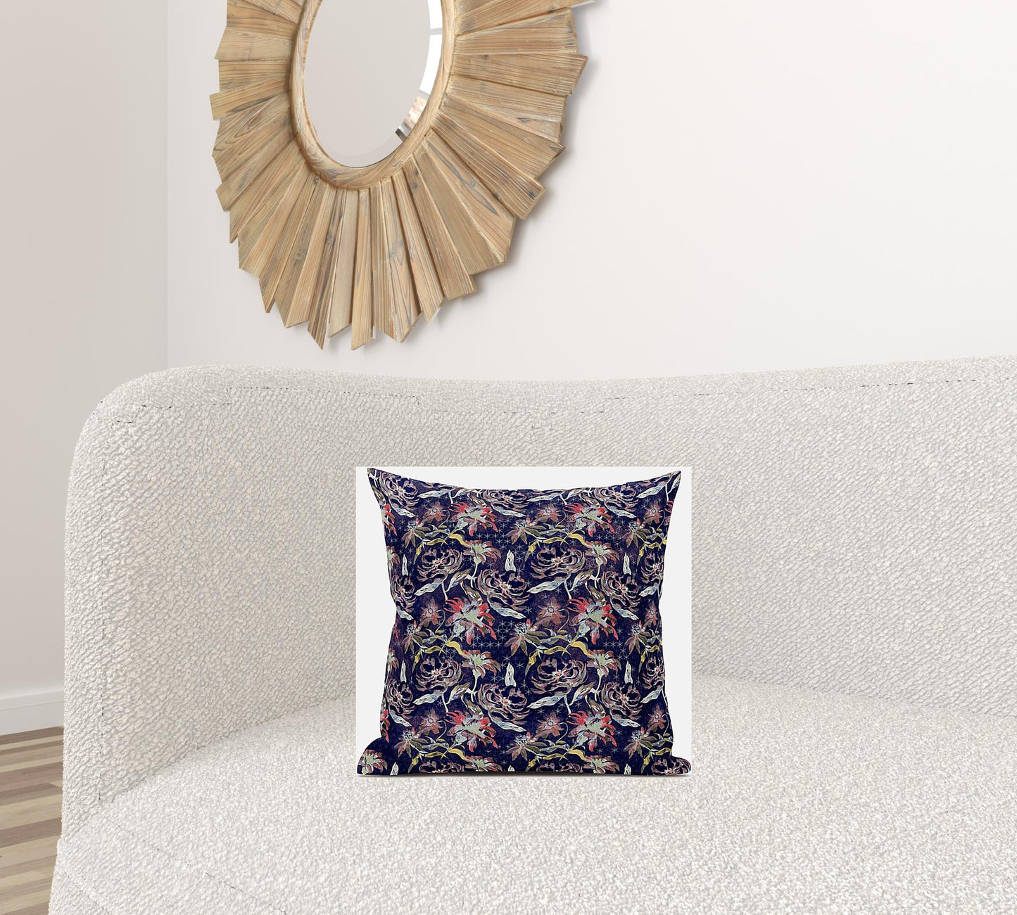 Midnight Blue Roses Suede Pillow