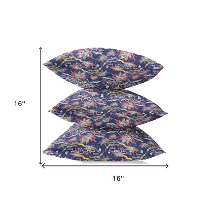 Midnight Blue Roses Suede Pillow