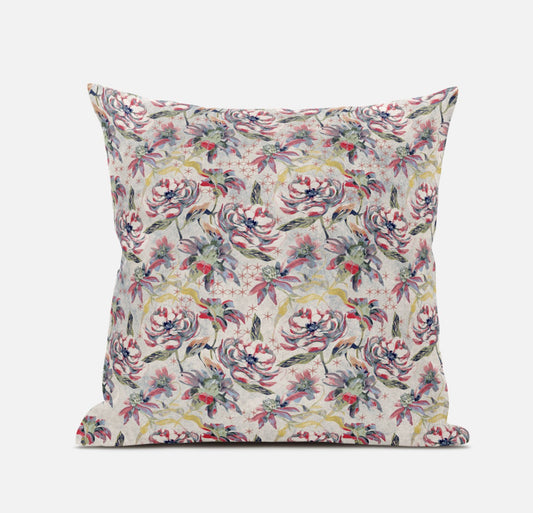 Pink Yellow Roses Suede Pillow