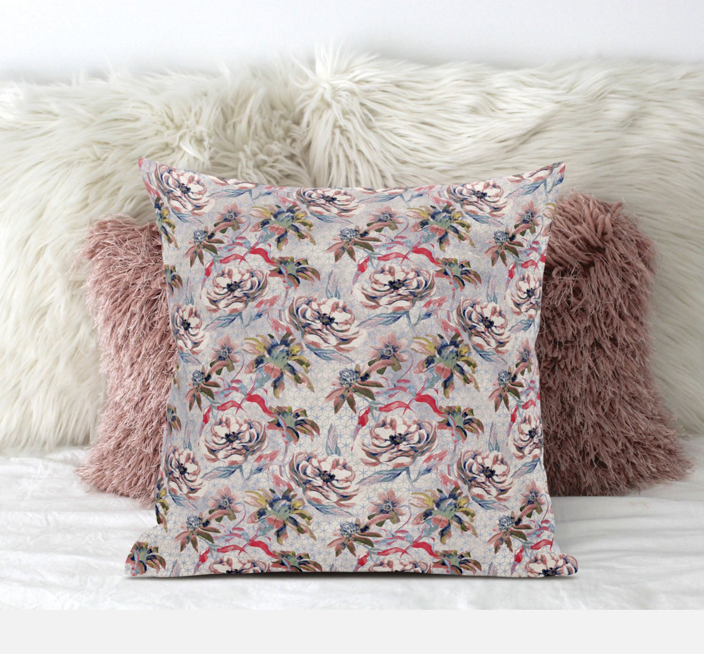 Lavender Pink Roses Suede Pillow