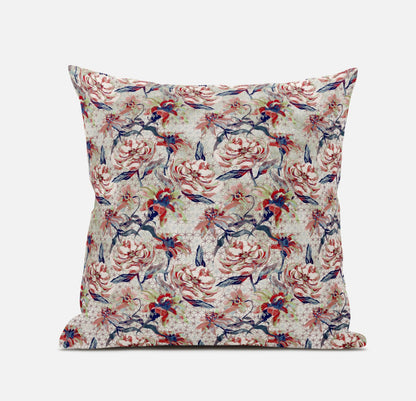 Red Light Indigo Roses Suede Pillow