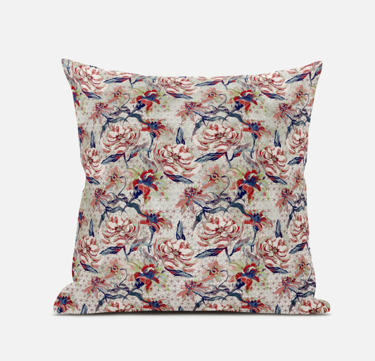 Red Light Indigo Roses Suede Pillow