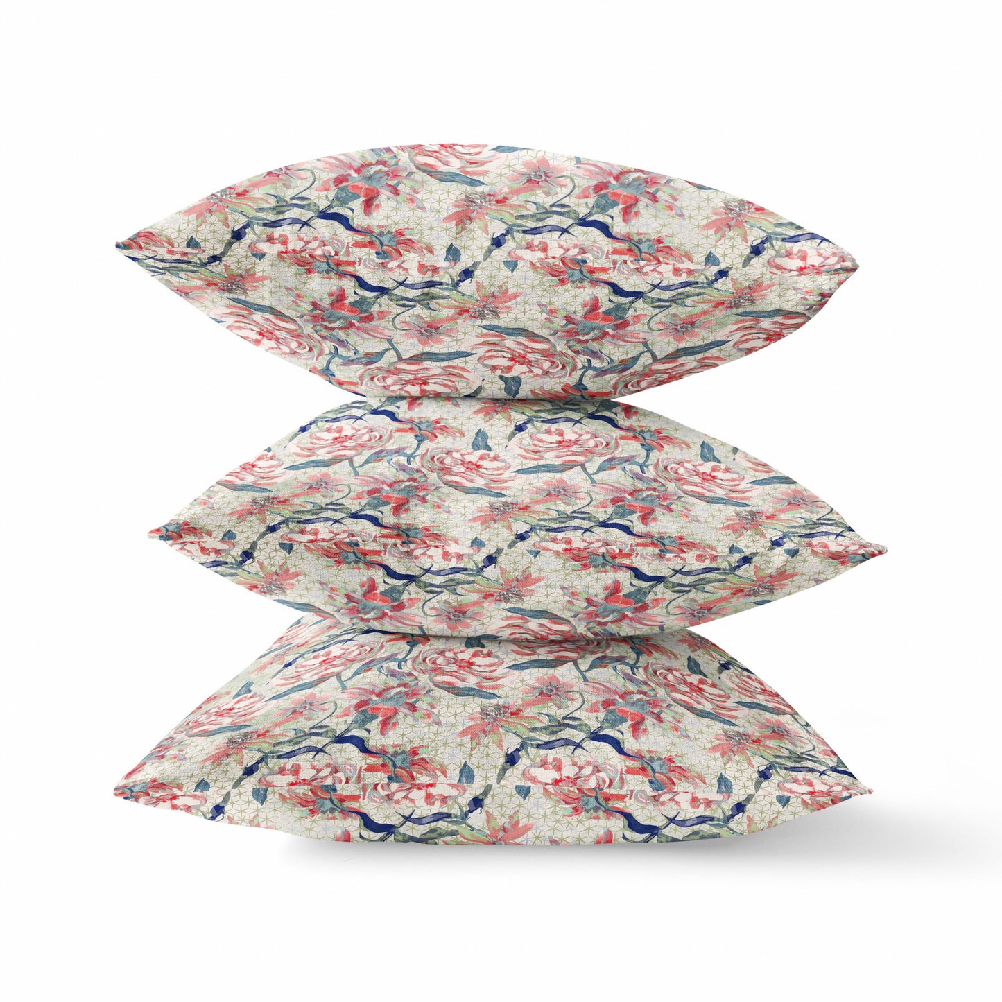 Red Pale Green Roses Suede Pillow