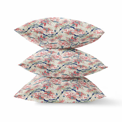 Red Pale Green Roses Suede Pillow