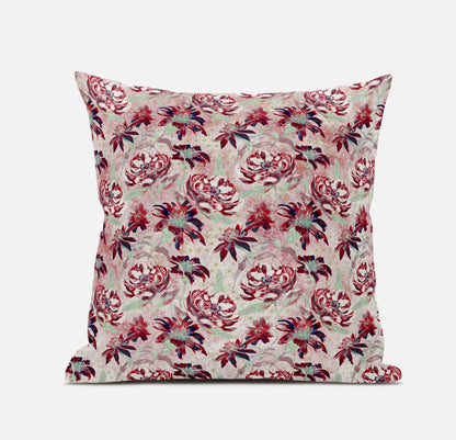 Red White Roses Suede Pillow