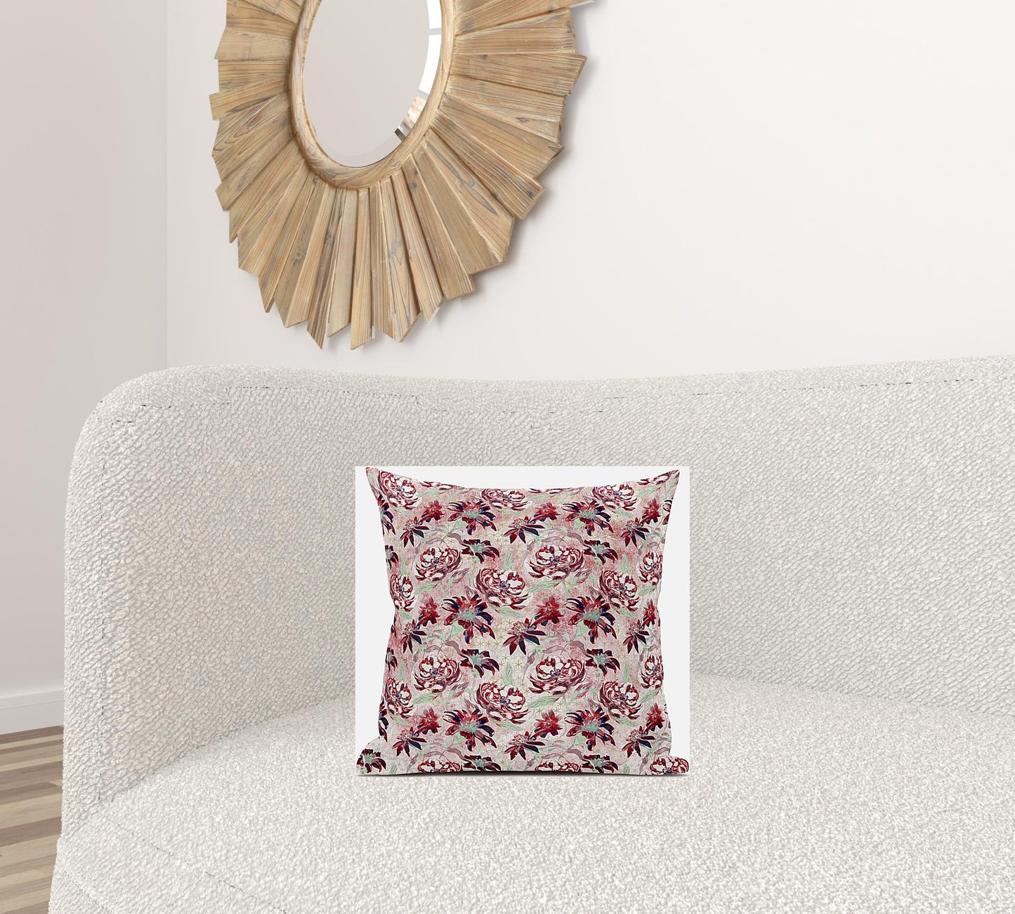 Red White Roses Suede Pillow