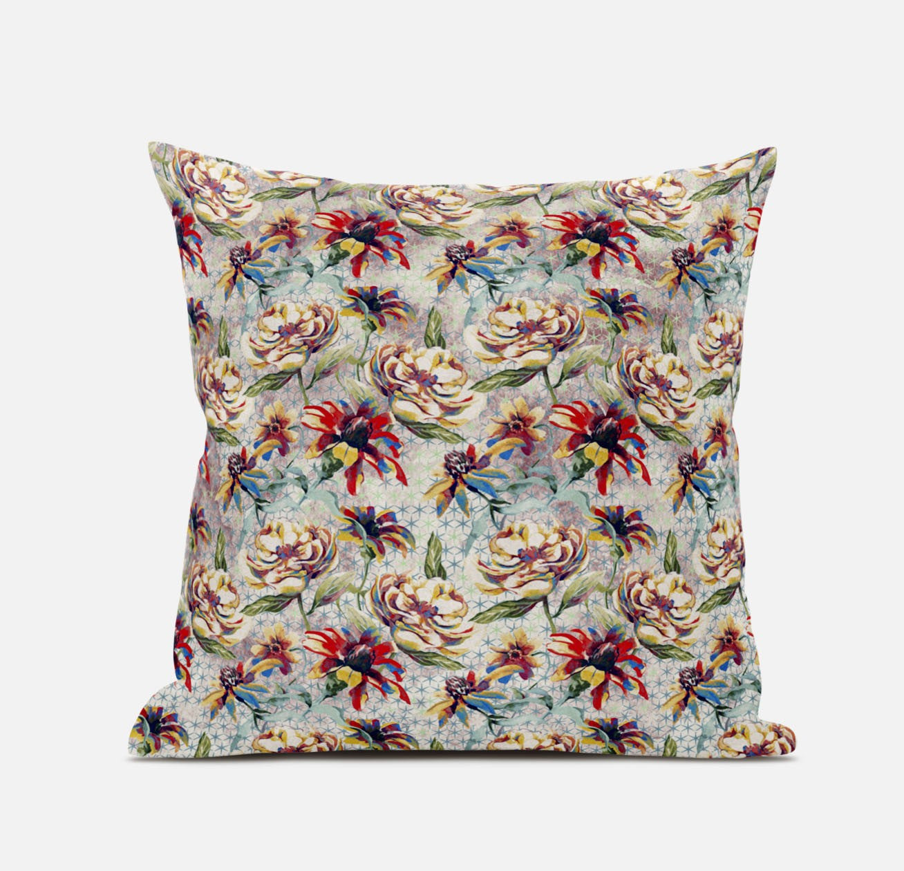Red Yellow Roses Suede Pillow