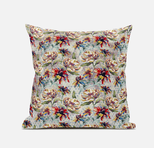 Red Yellow Roses Suede Pillow