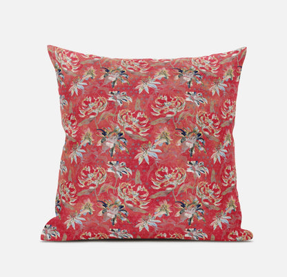 Salmon Red Roses Suede Pillow