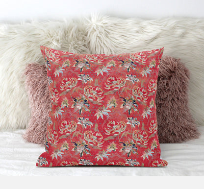Salmon Red Roses Suede Pillow