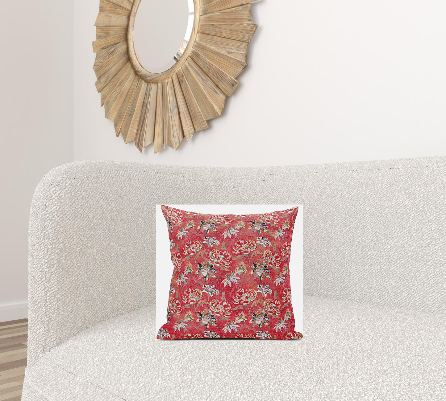 Salmon Red Roses Suede Pillow