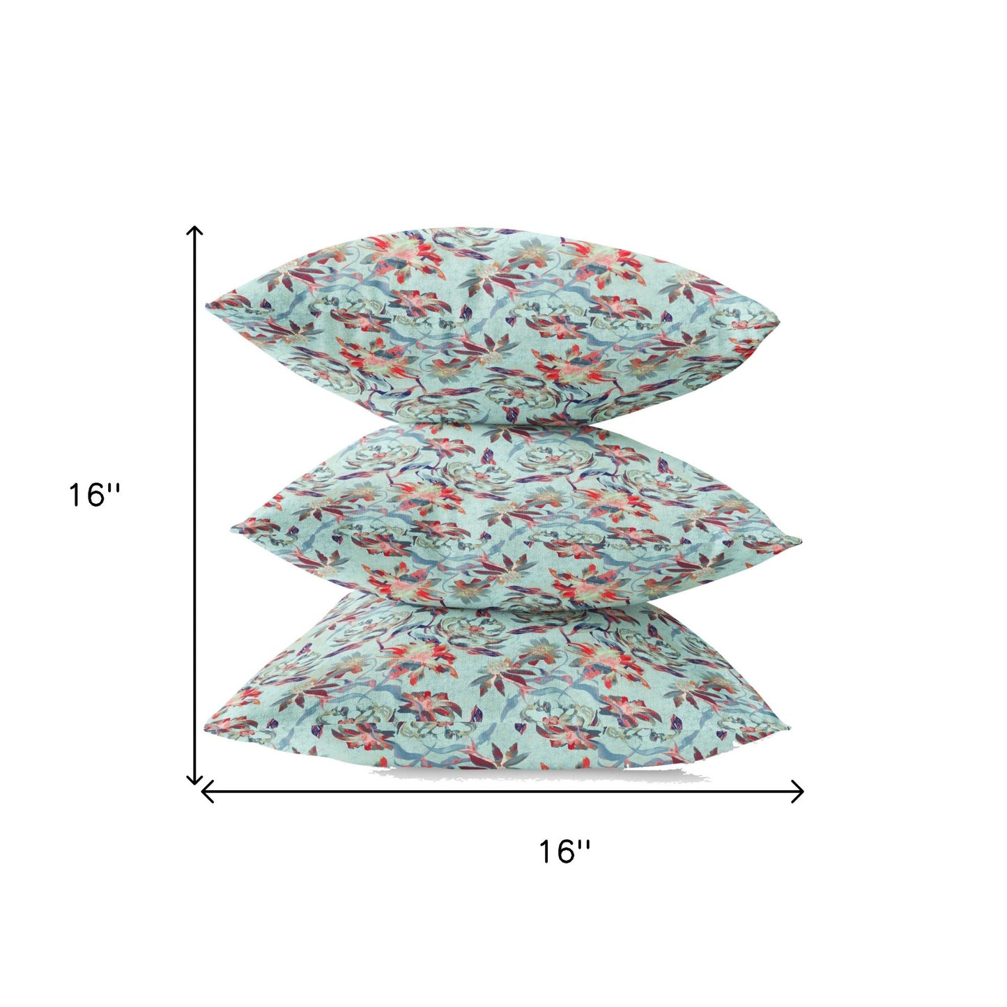 Red Aqua Roses Suede Pillow