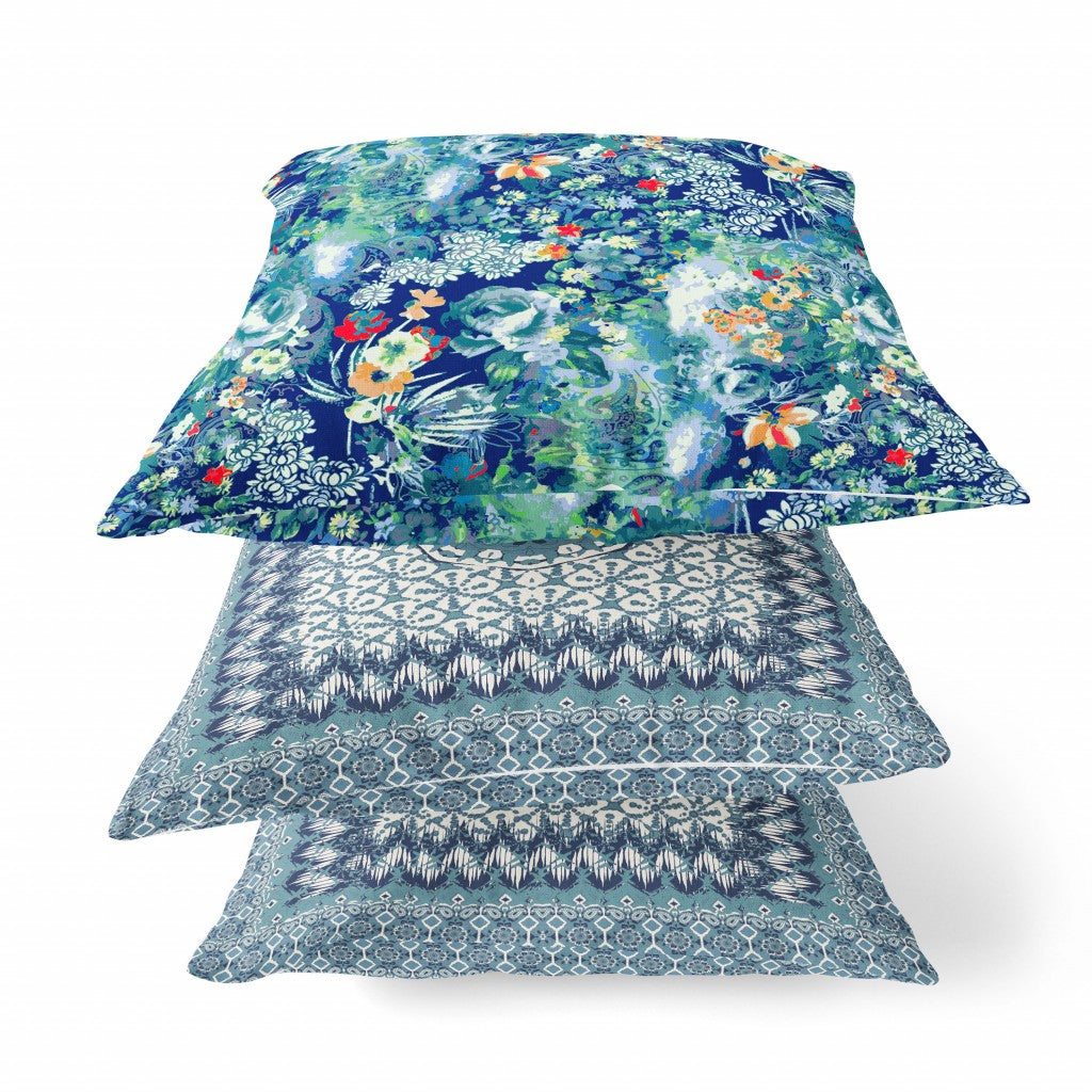 Blue Turquoise Springtime Suede Pillow