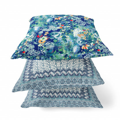 Blue Turquoise Springtime Suede Pillow