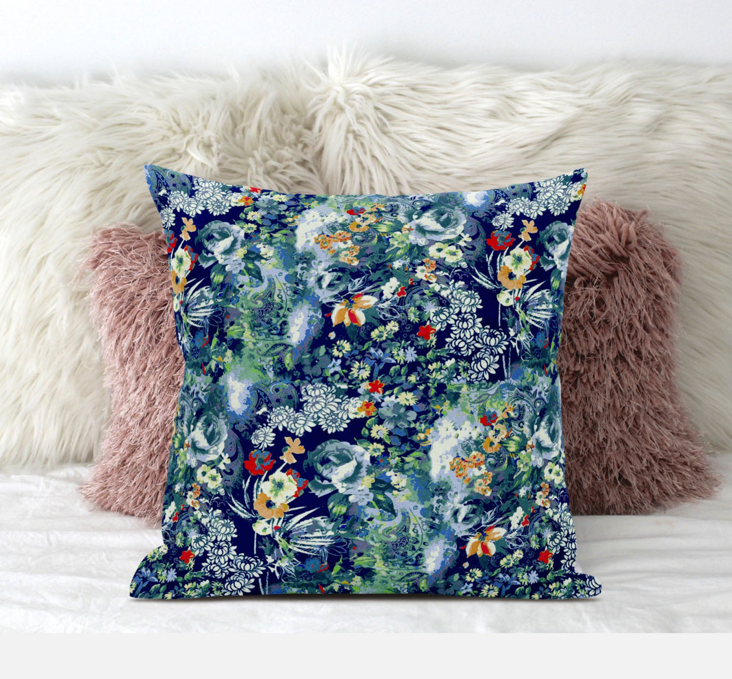 Blue Turquoise Springtime Suede Pillow