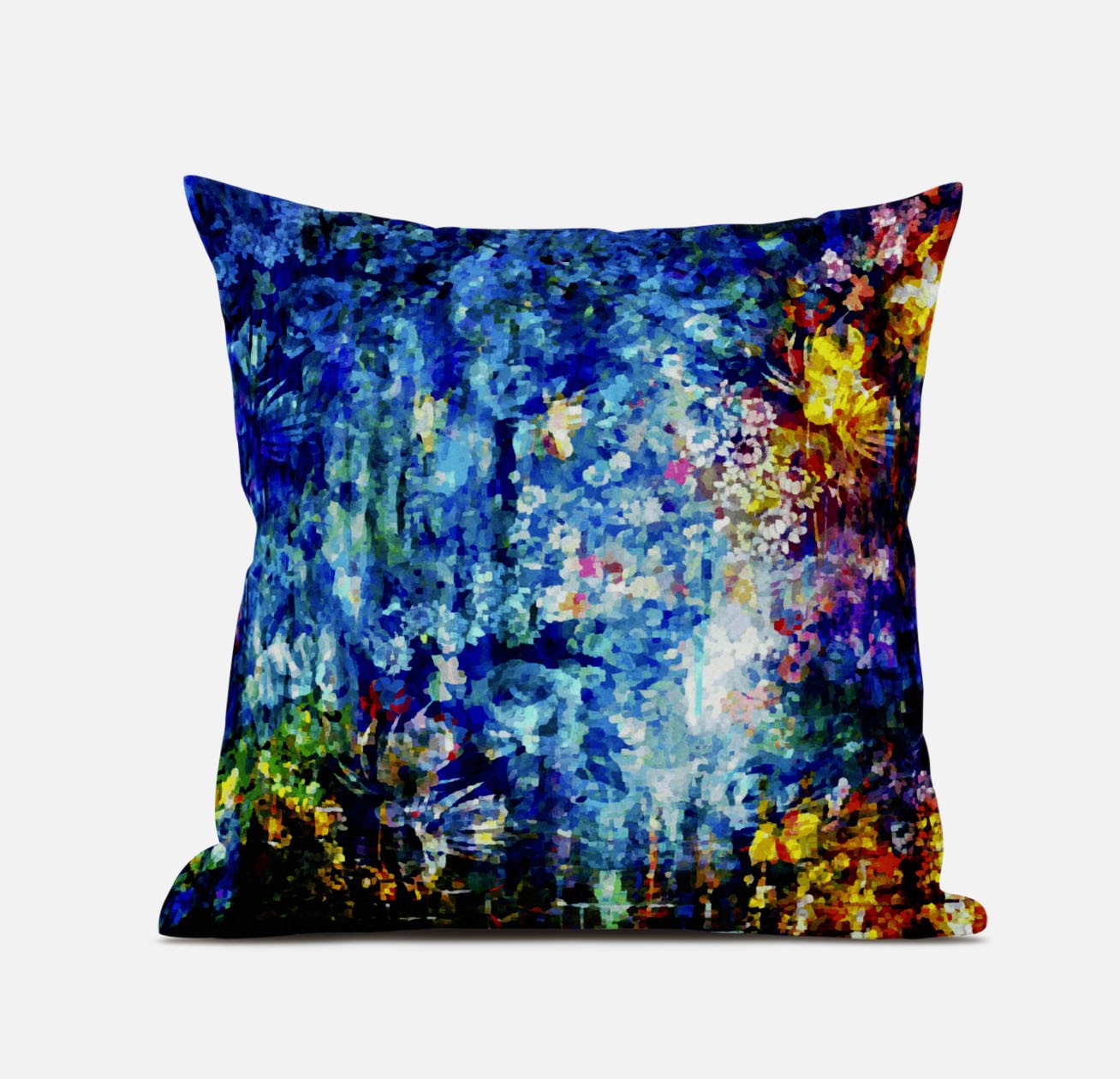 Bright Blue Yellow Springtime Suede Pillow