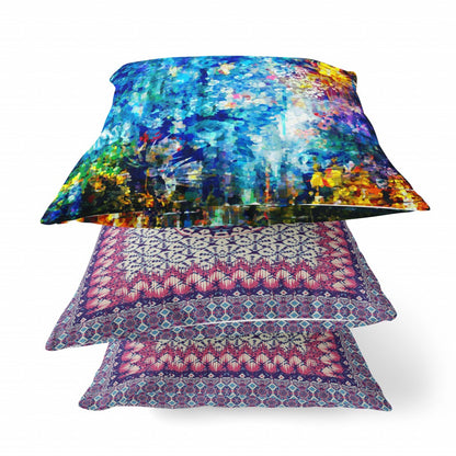 Bright Blue Yellow Springtime Suede Pillow